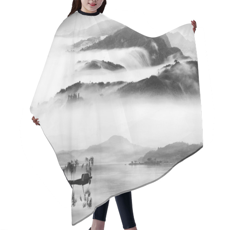 Personality  Painting Style Of Chinese Landscape Hair Cutting Cape