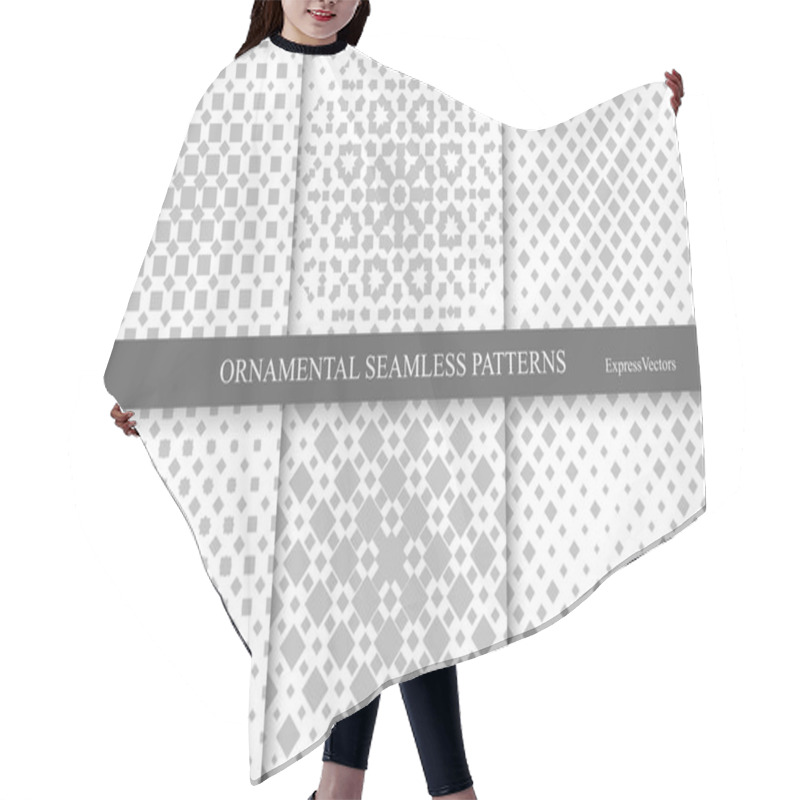 Personality  Collection Of Halftone Seamless Geometric Patterns. Hair Cutting Cape