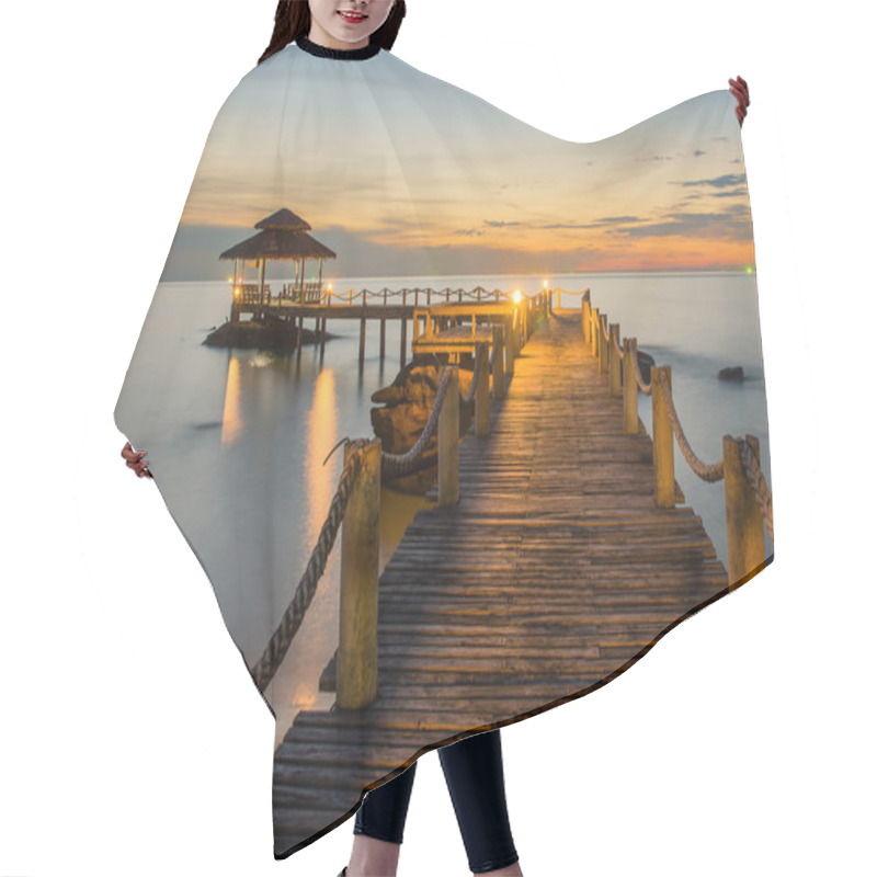 Personality  Landscape Of Wooded Bridge Pier Between Sunset Hair Cutting Cape