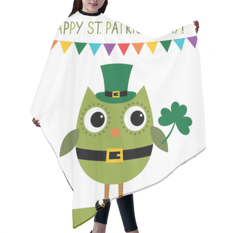 Personality  St. Patrick's Day Card With An Owl Hair Cutting Cape