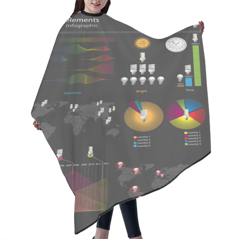 Personality  Vector Infographics On A Black Background Hair Cutting Cape