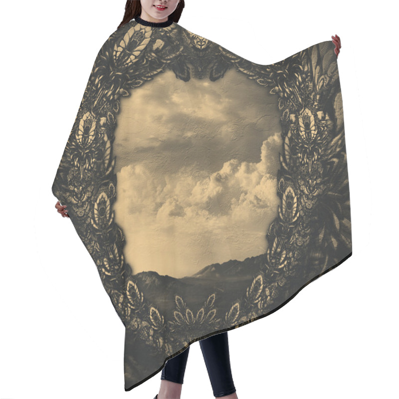 Personality  Ancient Stylized Mural Frame Hair Cutting Cape