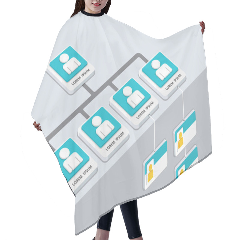 Personality  Isometric Organization And Sturcture. Flat 3d Organization Pop-u Hair Cutting Cape