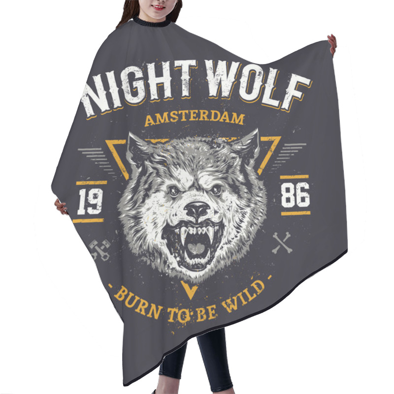 Personality  Wolf Grunge Vector Hair Cutting Cape