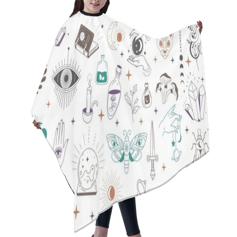 Personality  Mystic Symbols And Occult Wisdom Signs Vector Hair Cutting Cape