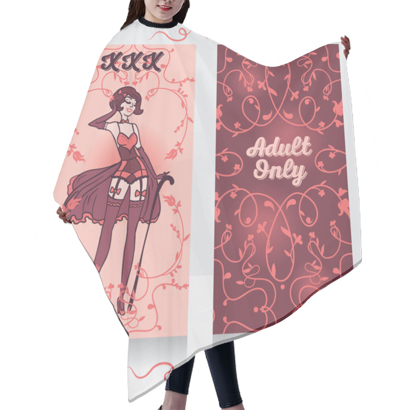 Personality  Two Cards In Burlesque Style Hair Cutting Cape