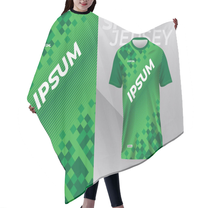 Personality  Green Sport Jersey Mockup Design Template For Sportswear Hair Cutting Cape