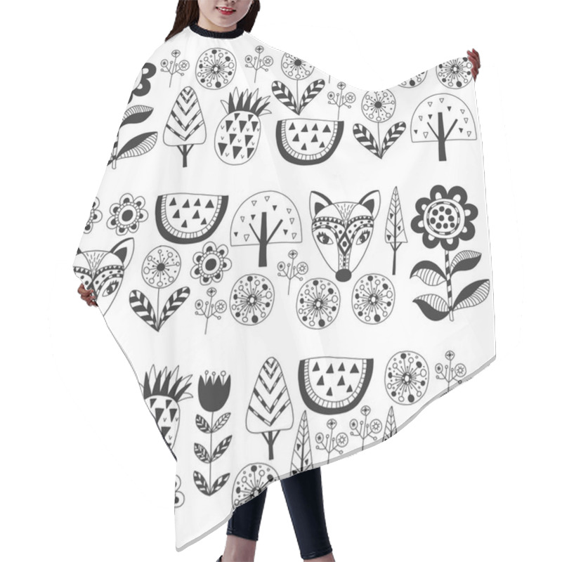 Personality  Scandinavian Pattern For Kindergarten, Nursery, Children Room. Ornament, Animals, Watermelon. Hair Cutting Cape