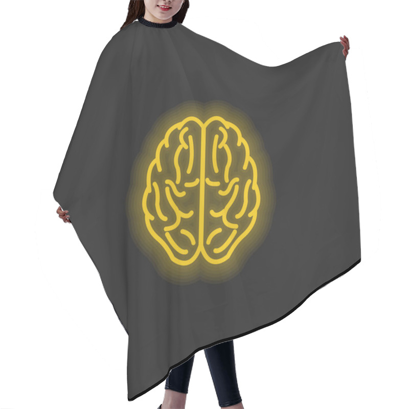 Personality  Brain Upper View Outline Yellow Glowing Neon Icon Hair Cutting Cape