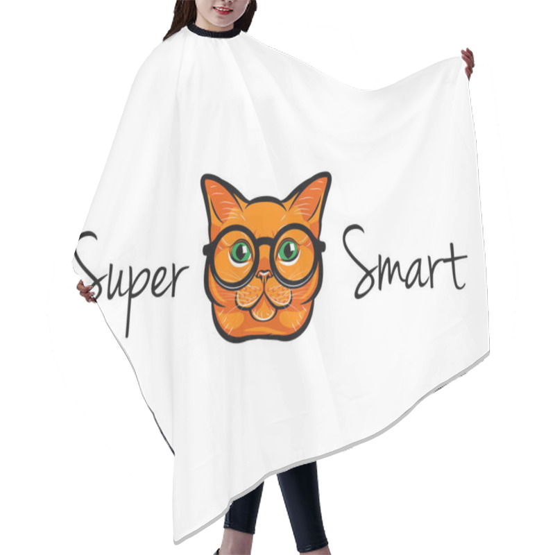 Personality  Vector Illustration Portrait Of Smart Red Cat. Cat In Glasses. Cat Geek. Vector Illustration. Hair Cutting Cape