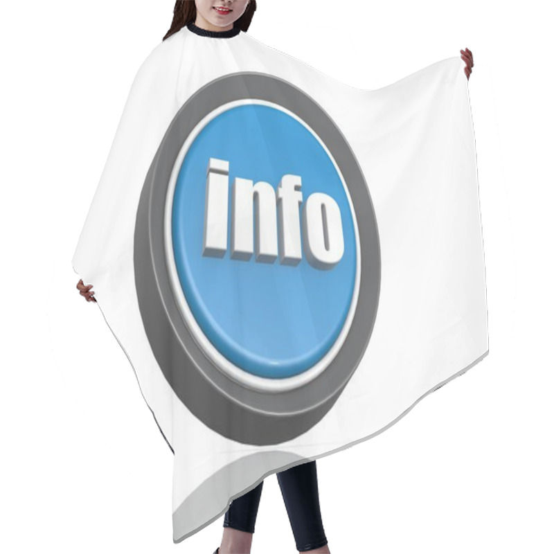 Personality  Info Round Icon In Blue Hair Cutting Cape