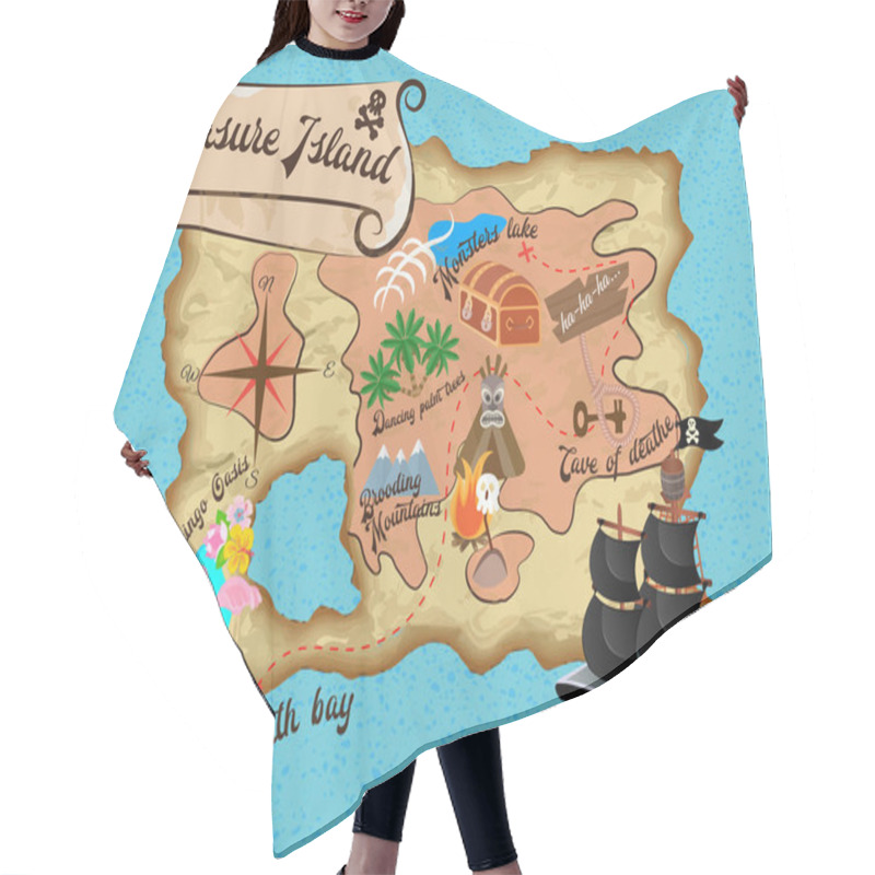 Personality  Treasure Island Pirate Map For Quest Hair Cutting Cape