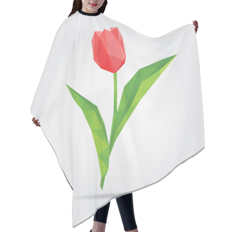 Personality  Polygonal Flower Tulip. Red Tulip In Vector Hair Cutting Cape