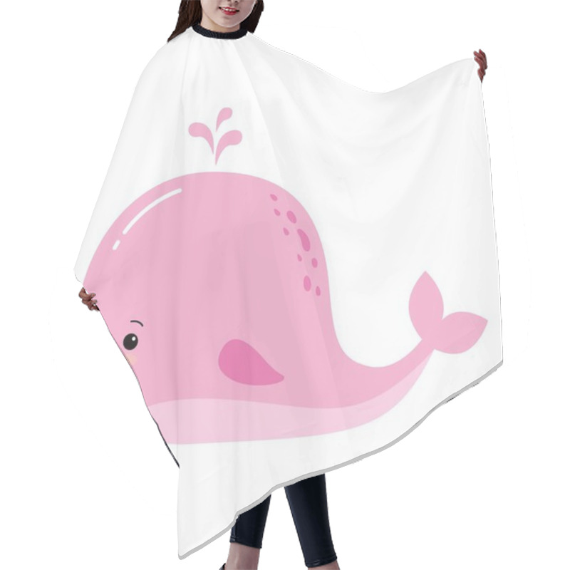 Personality  Cute Cartoon Whale. Adorable Little Pink Whale Vector Illustration Collection. Hair Cutting Cape