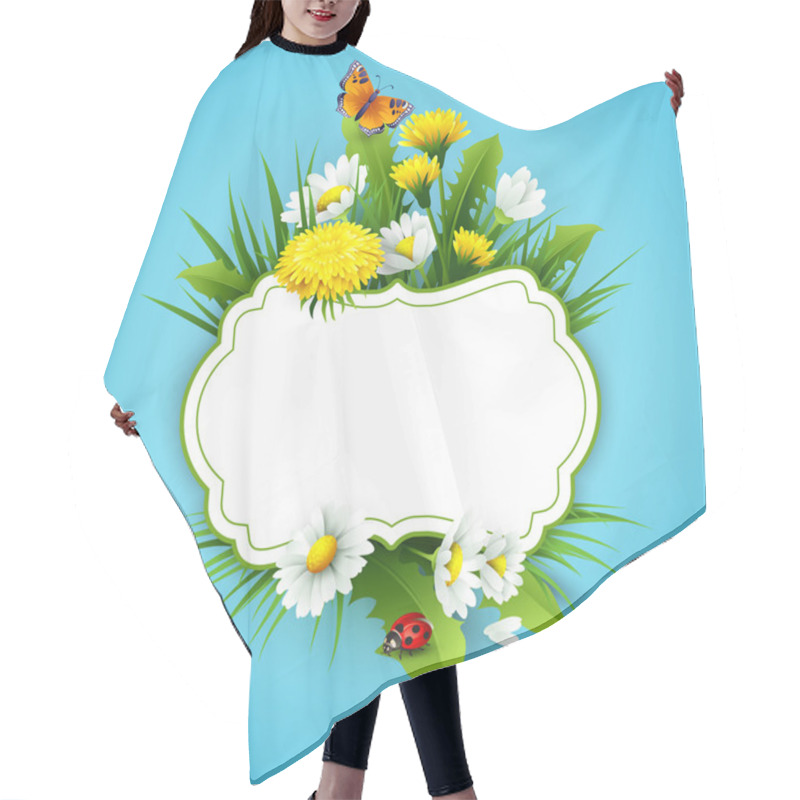 Personality  Fresh Spring Background With Grass, Dandelions And Daisies Hair Cutting Cape