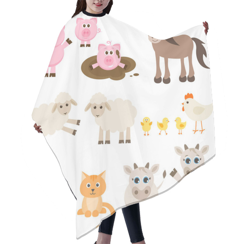 Personality  Set Of Different Farm Animals Hair Cutting Cape