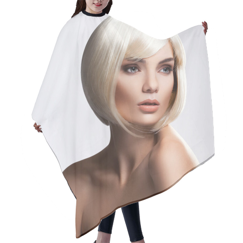 Personality  Blonde Hair. High Quality Image. Hair Cutting Cape