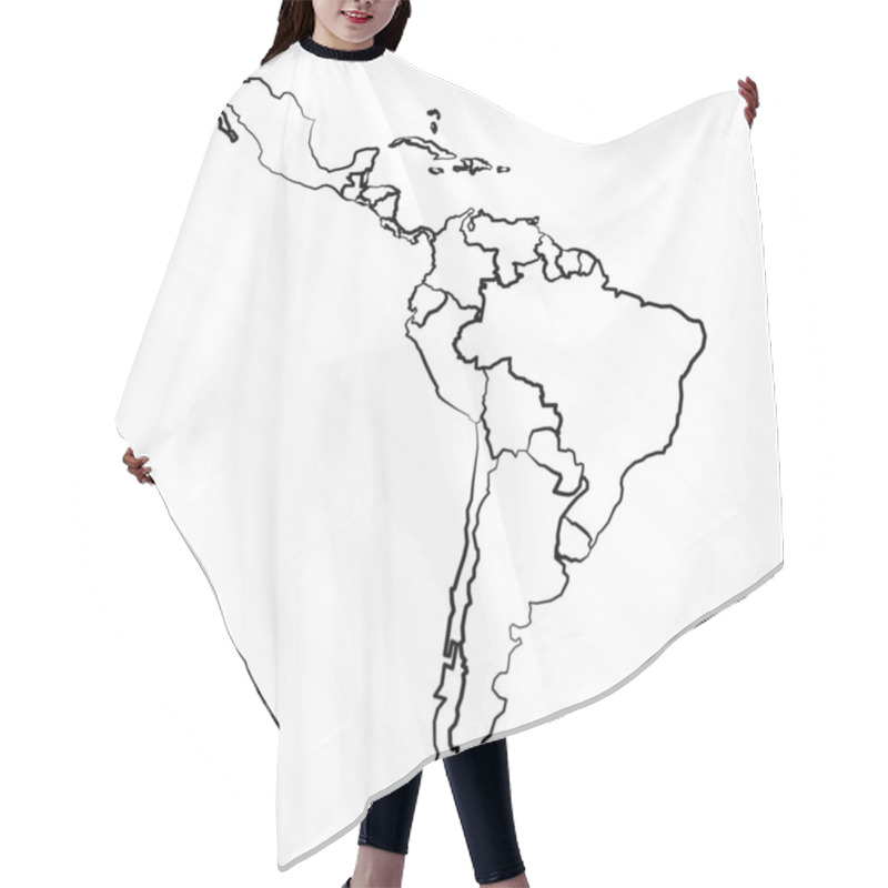 Personality  Hand Drawn Latin America Map Illustration Hair Cutting Cape