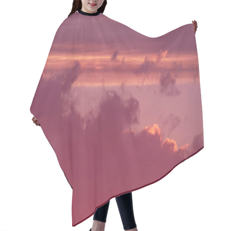 Personality  Beautiful Sunset With Pink And Purple Clouds Creating A Serene Atmosphere. Hair Cutting Cape