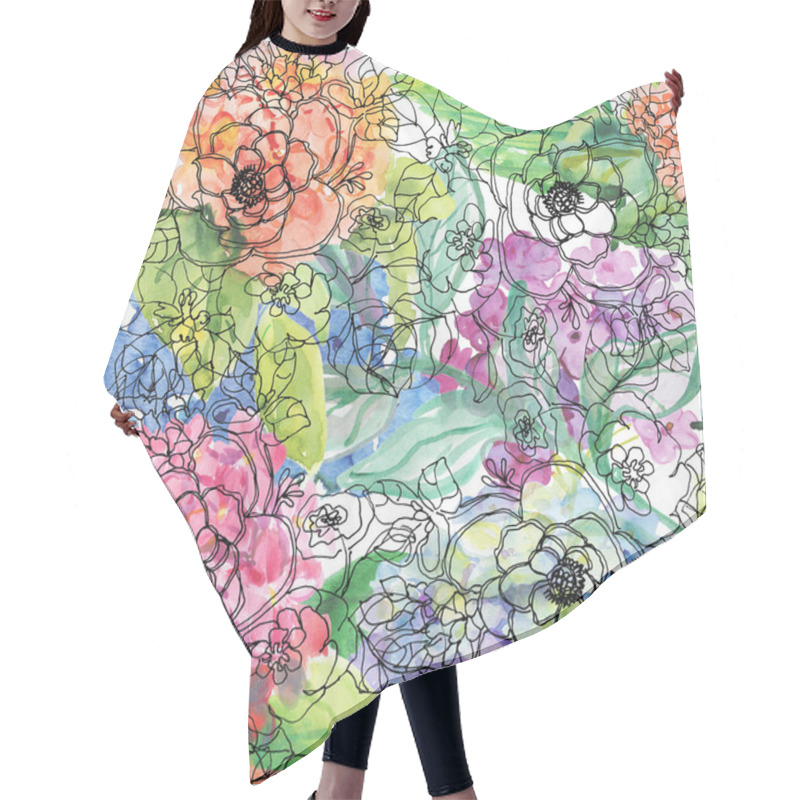 Personality  Floral Background With Flowers Hair Cutting Cape