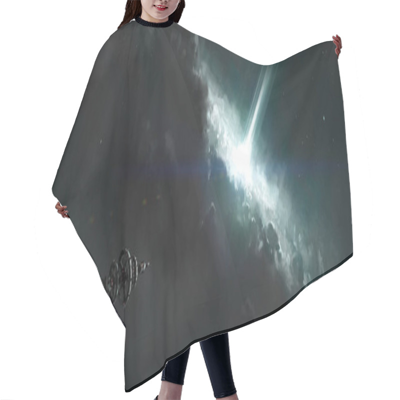 Personality  The Spacecraft Travels Near The Collapsing Star, 3D Illustration. Hair Cutting Cape