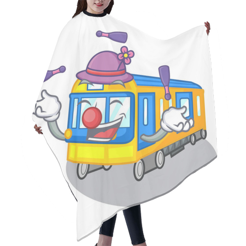 Personality  Juggling Miniature Subway Train Cartoon Above Table Hair Cutting Cape