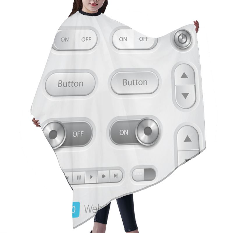 Personality  Vector User Interface Collection. On Off Buttons, Bars, Power Buttons, Toggle Switch, Sliders Hair Cutting Cape