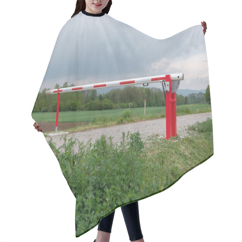 Personality  Closed Boom Gate Or Boom Barrier In The Countryside Hair Cutting Cape