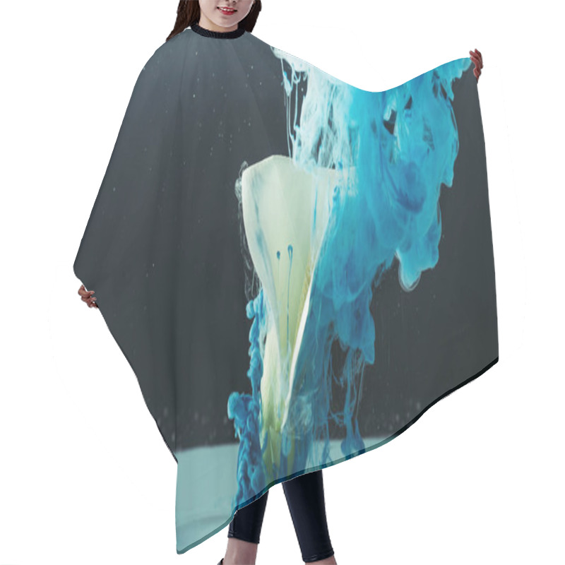 Personality  Beautiful Tender Calla Lily Flower And Light Blue Paint On Black   Hair Cutting Cape