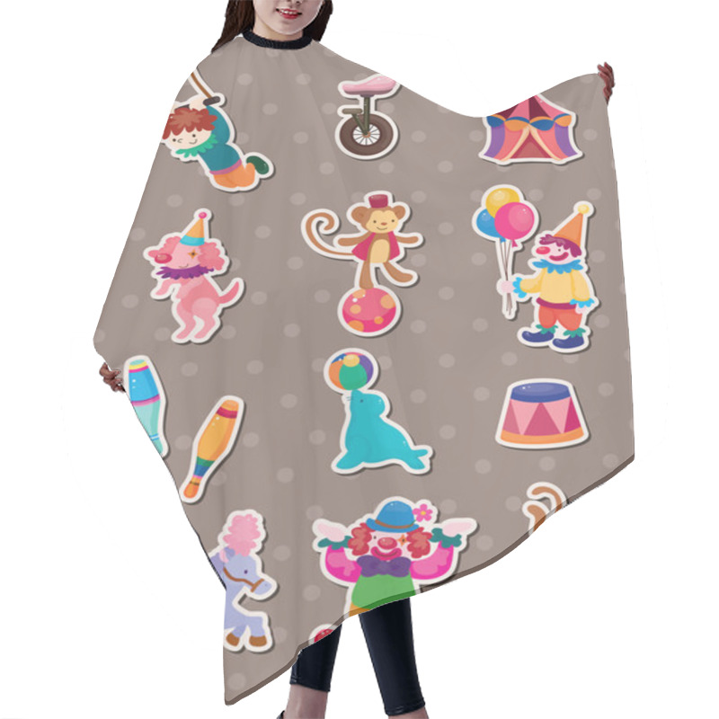 Personality  Circus Stickers Hair Cutting Cape