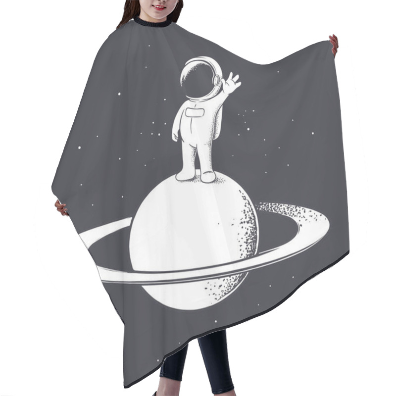 Personality  Astronaut Welcomes Us On Saturn Hair Cutting Cape