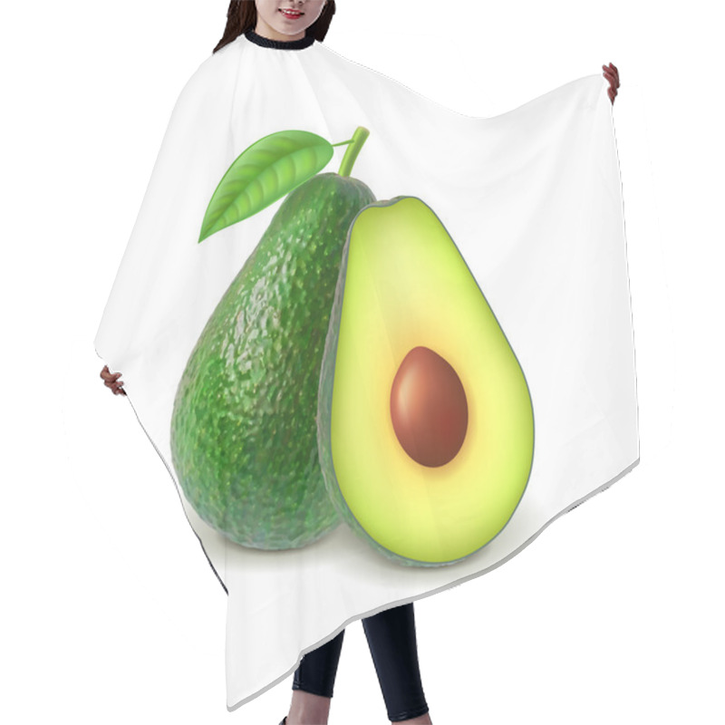 Personality  Avocado And Slice Isolated On White Vector Hair Cutting Cape