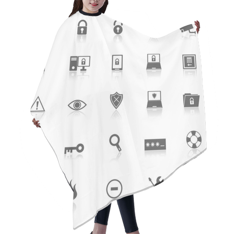 Personality  Security Icons With Reflect On White Background Hair Cutting Cape