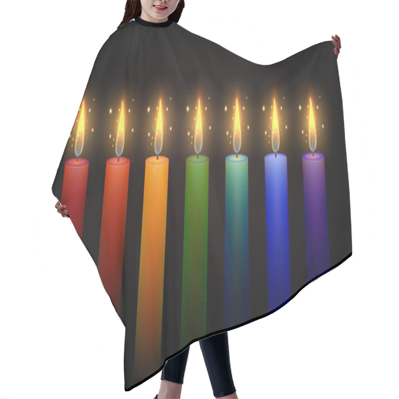 Personality  Set Of Rainbow Candles.  Hair Cutting Cape