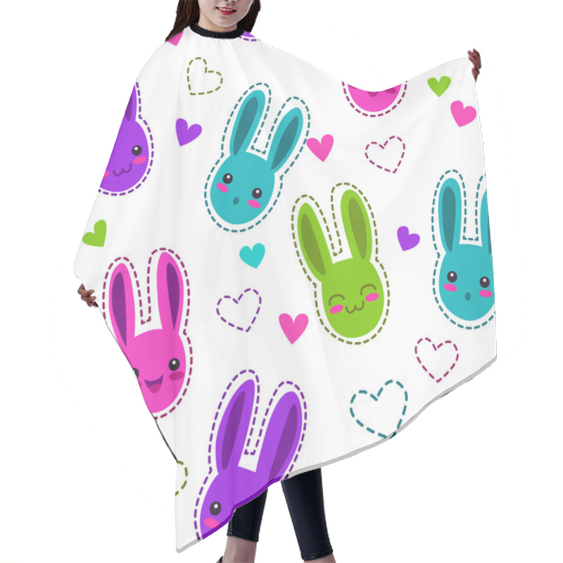 Personality  Seamless Pattern With Bunnies And Hearts Hair Cutting Cape