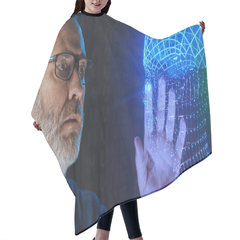 Personality  Artificial Intelligence Brain Simulation - Deep Learning Ai Concept  Hair Cutting Cape