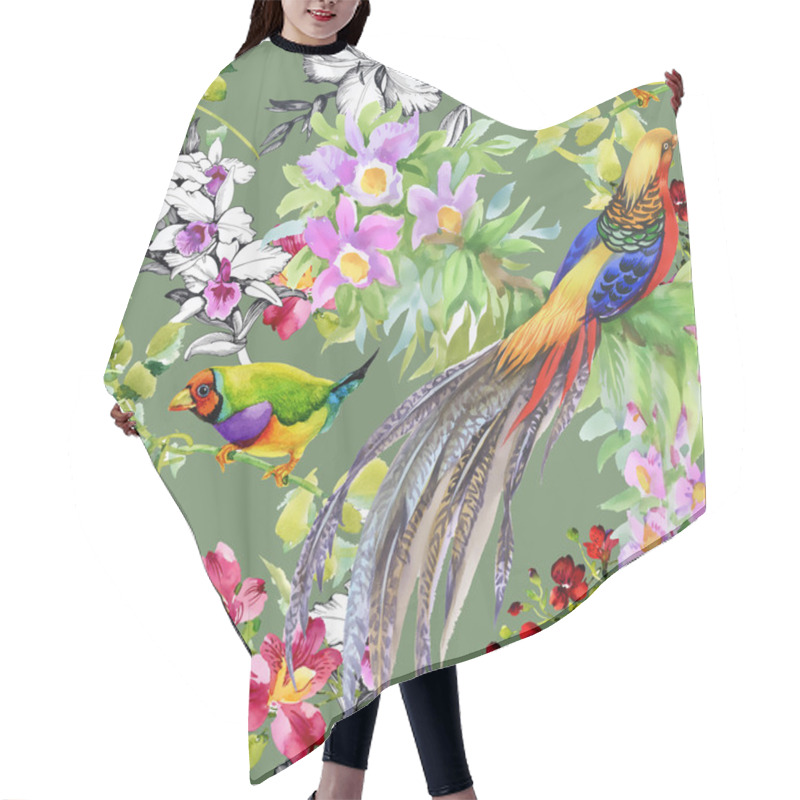 Personality  Tropical  Birds And Exotic Flowers Hair Cutting Cape