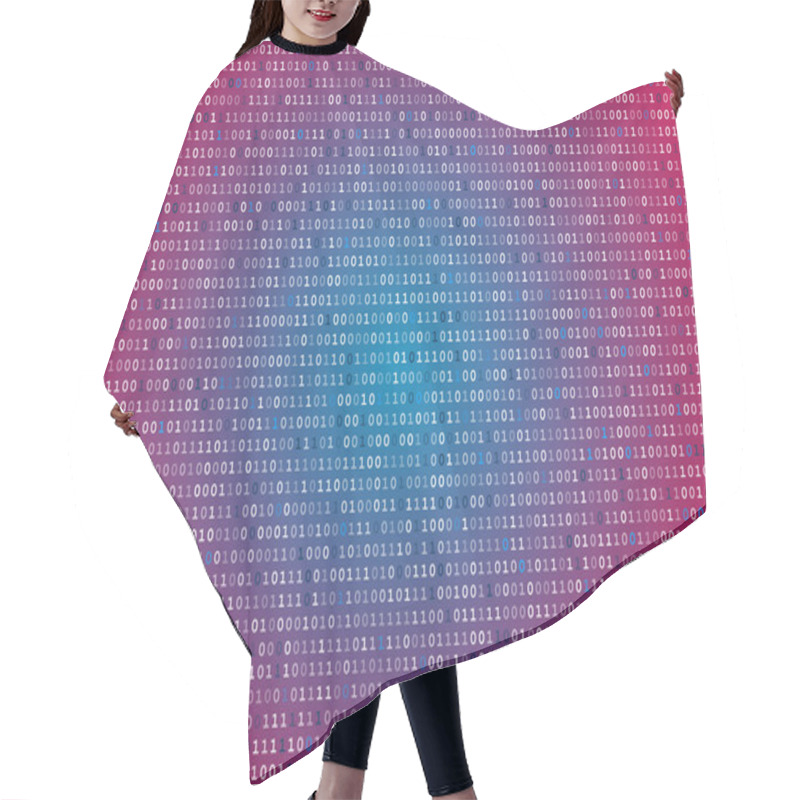 Personality  Red Screen Binary Code Screen Hair Cutting Cape