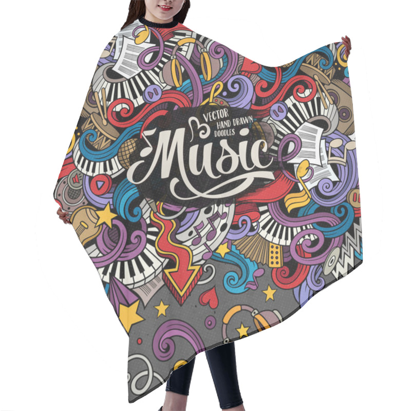 Personality  Cartoon Hand-drawn Doodles Musical Illustration Hair Cutting Cape