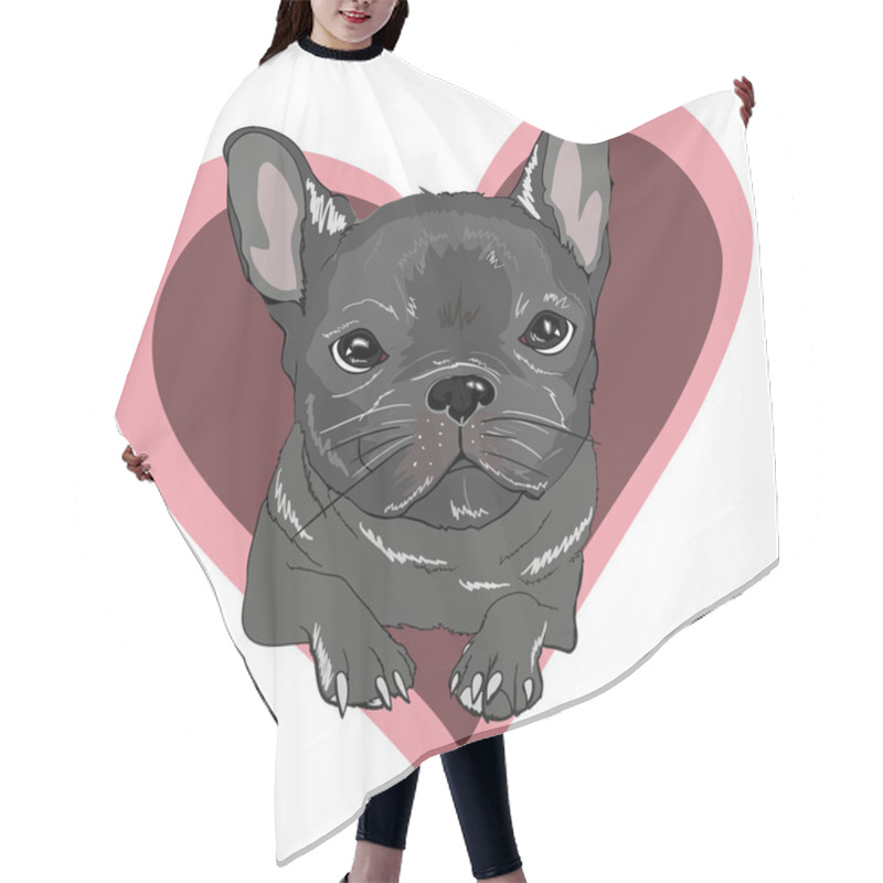 Personality  French Bulldog In Heart Hair Cutting Cape