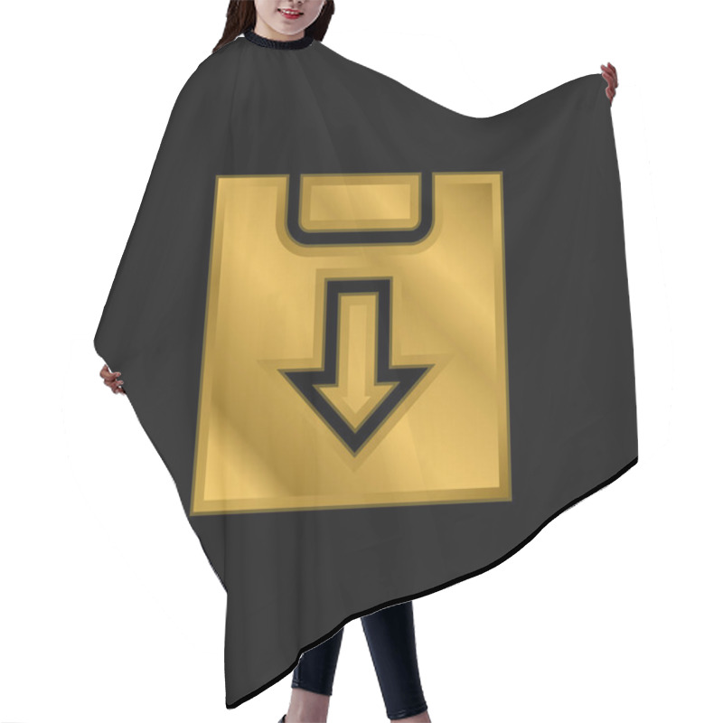 Personality  Archive Gold Plated Metalic Icon Or Logo Vector Hair Cutting Cape