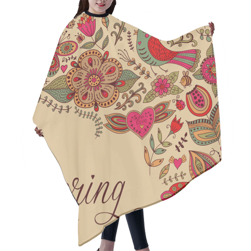 Personality  Floral Background, Spring Theme, Greeting Card Hair Cutting Cape