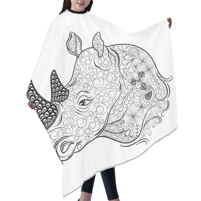 Personality  Rhinoceros Head Doodle Hair Cutting Cape