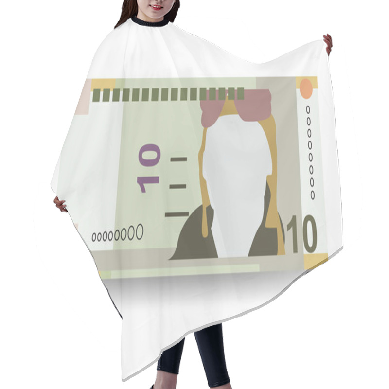 Personality  Peruvian New Sol Vector Illustration. Peru Money Set Bundle Banknotes. Paper Money 10 PEN. Flat Style. Isolated On White Background. Simple Minimal Design. Hair Cutting Cape