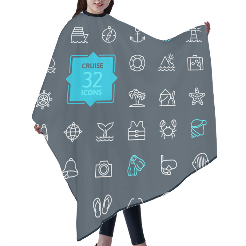 Personality  Outline Web Icon Set - Journey, Vacation, Cruise Hair Cutting Cape