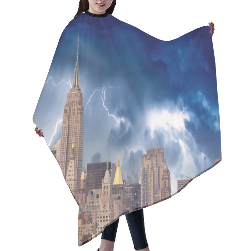 Personality  Storm Above New York City Skyscrapers Hair Cutting Cape