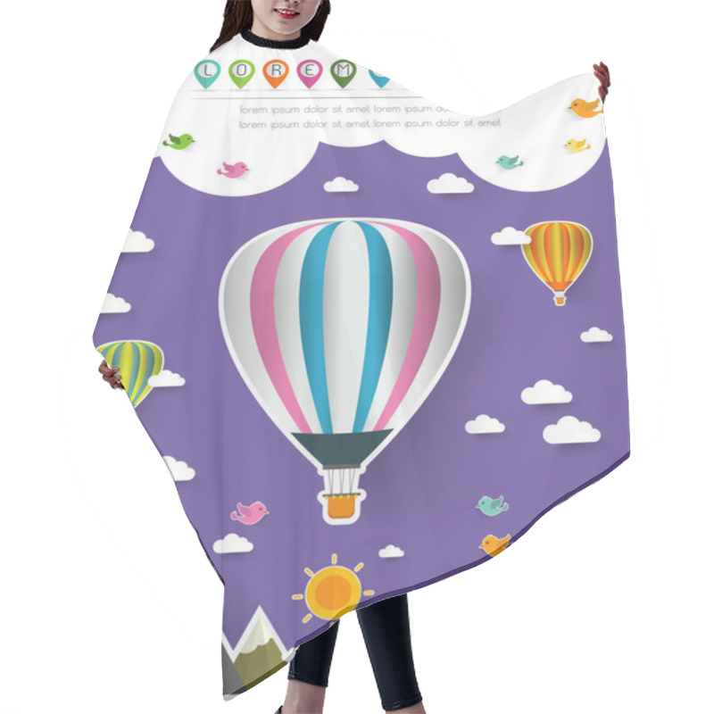 Personality  Hot Air Balloon In The Sky Over Moutain,landscape Pop Up Paper C Hair Cutting Cape