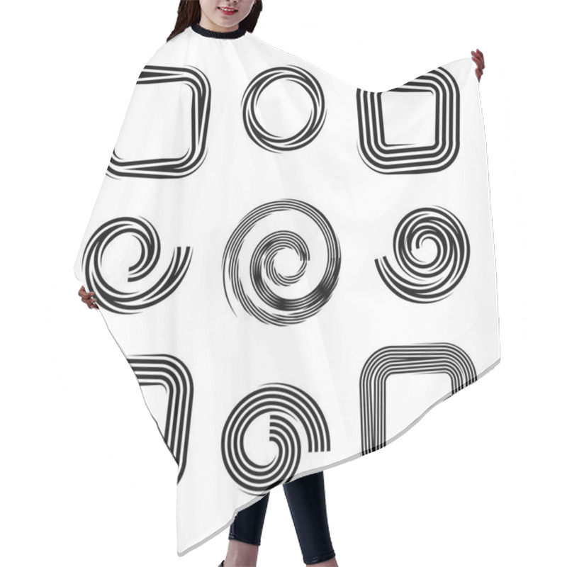 Personality  Spiral, Circle And Square Shapes. Design Elements. Hair Cutting Cape