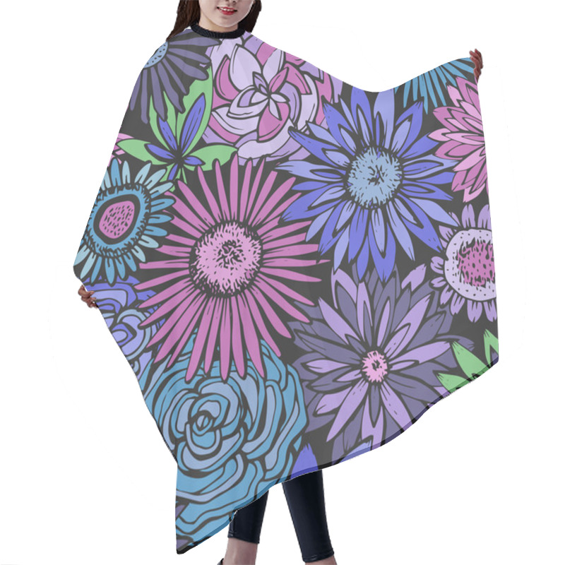 Personality  Seamless Pattern Of Botanical Flowers And Petals. Hair Cutting Cape