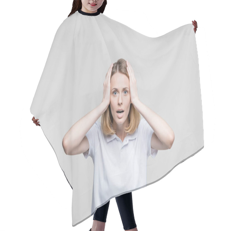 Personality  Attractive Shocked Woman Hair Cutting Cape